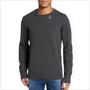 AG Adriano Goldschmied Thoman Slim Wool Alpaca Distressed Sweater Charcoal NWT S